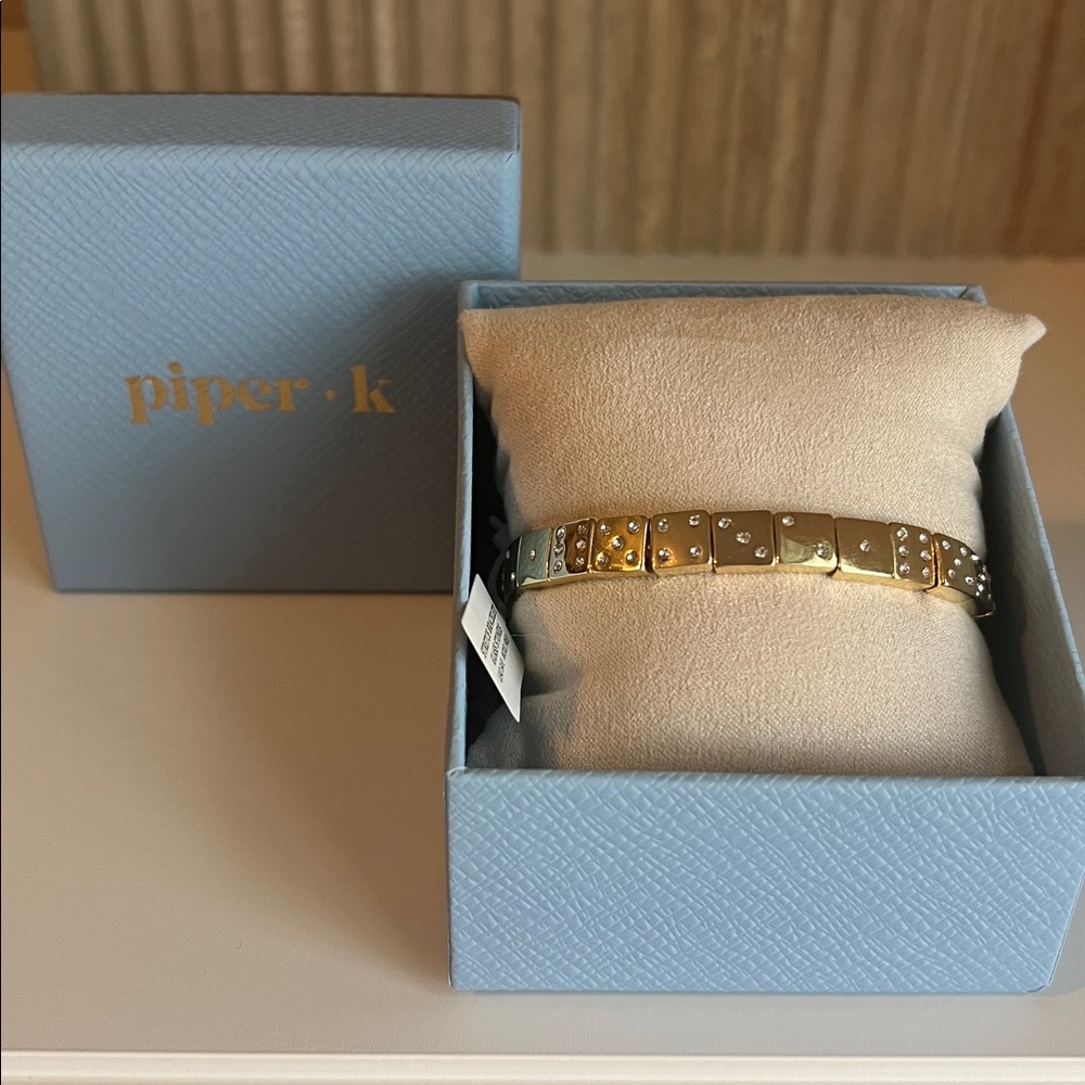 Viral Piper K Gold Dice Stretch Bracelet Tik Tok Vegas Cards